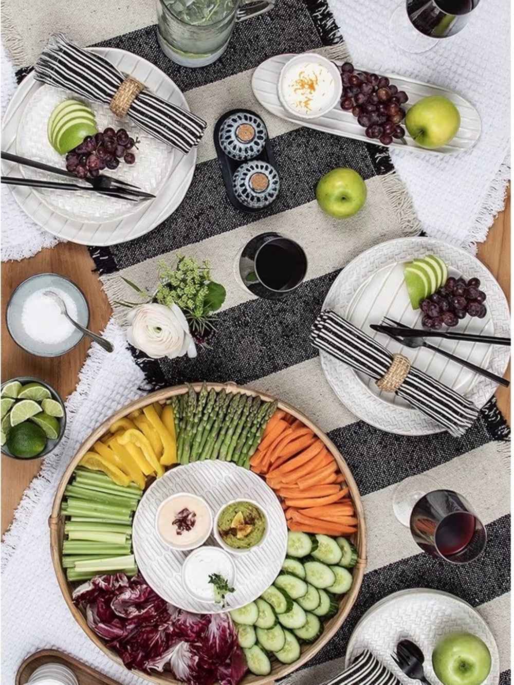 Table Runner Black and White Striped